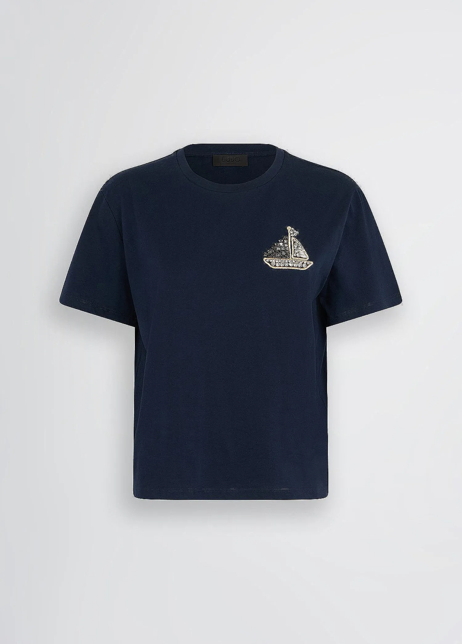 Hot T-Shirt in Cotone con Ricamo e Strass / Donna T-shirt