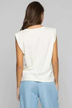 Hot T-Shirt in Cotone con Ricamo / Bianco Donna T-shirt