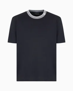 Discount T-Shirt in Jersey con Profilo al Collo / Uomo T-shirt