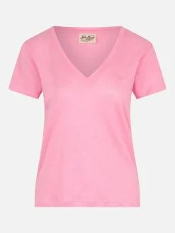 Outlet T-Shirt in Lino con Scollo a V / Donna T-shirt