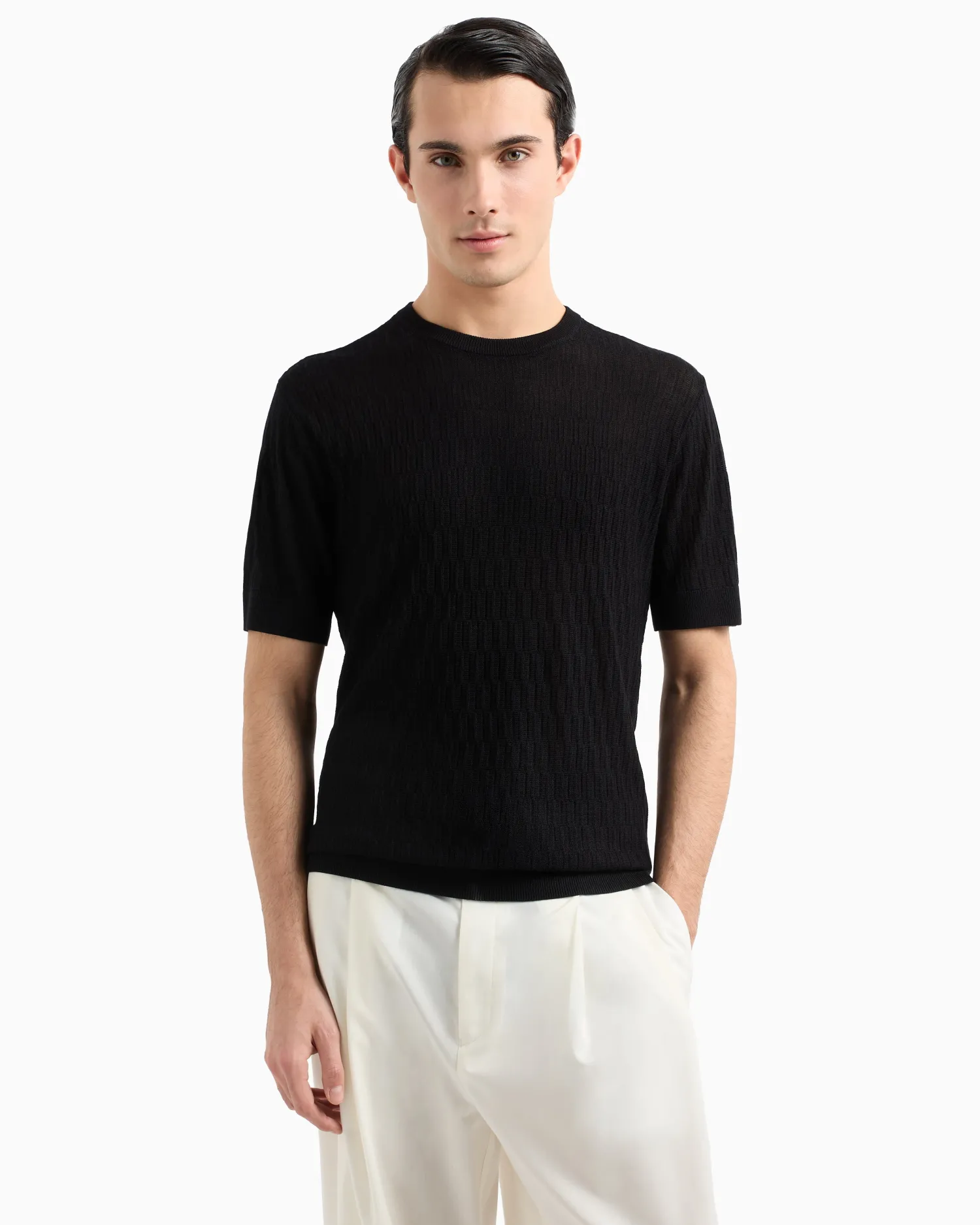 Discount T-Shirt in Maglia Punto Operato / Uomo T-shirt