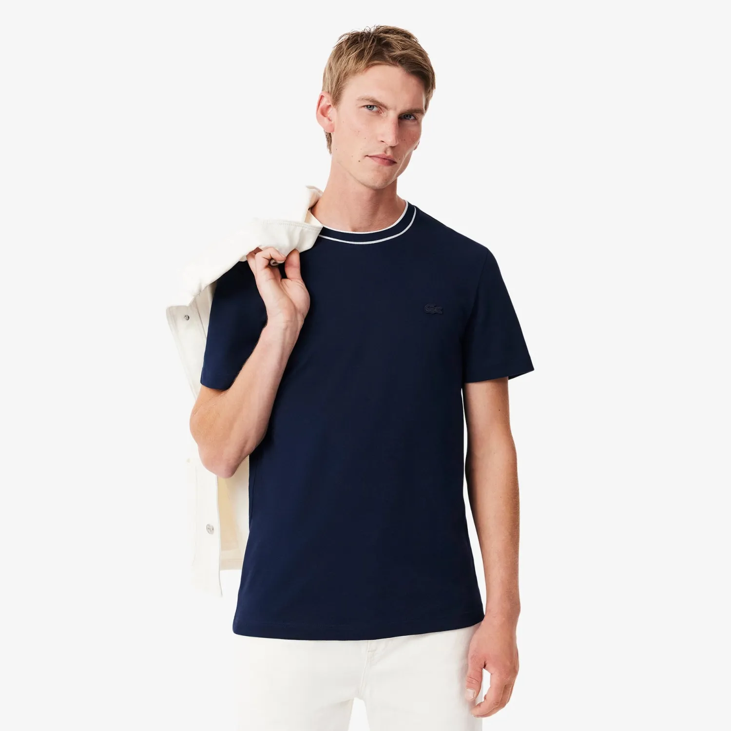Outlet T-Shirt in Piquet Elasticizzato con Contrasto / Uomo T-shirt