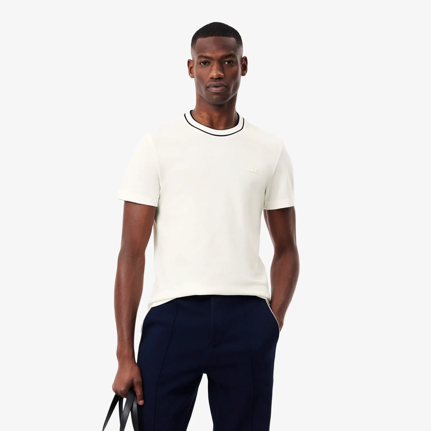 Discount T-Shirt in Piquet Elasticizzato con Contrasto / Uomo T-shirt