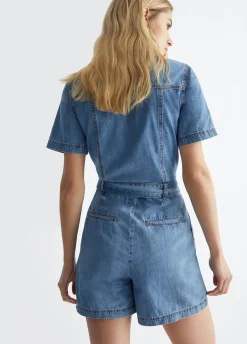 Clearance Tuta Corta in Denim / Donna Abiti|Denim
