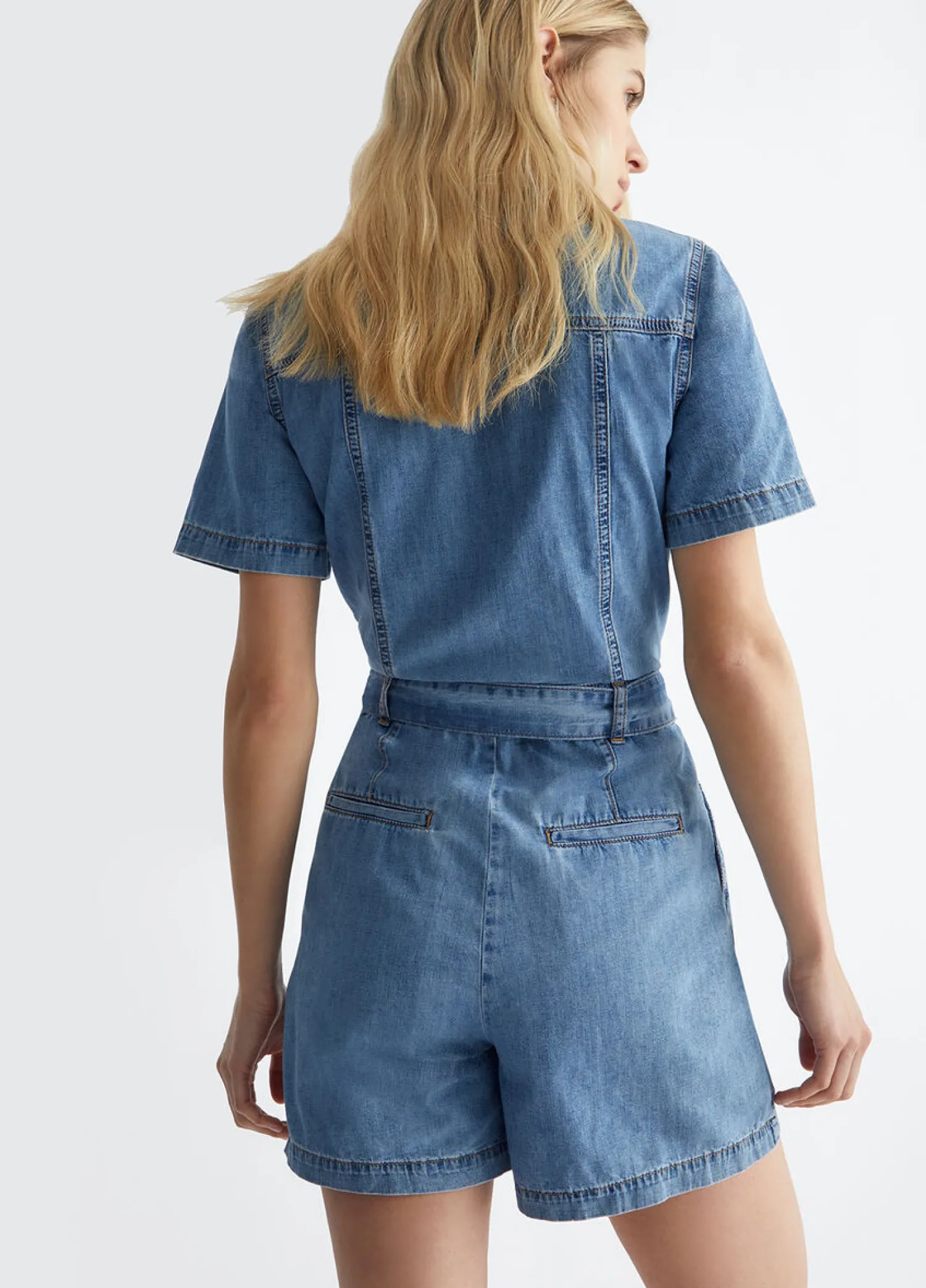 Clearance Tuta Corta in Denim / Donna Abiti|Denim