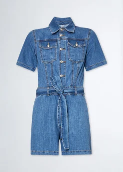 Clearance Tuta Corta in Denim / Donna Abiti|Denim